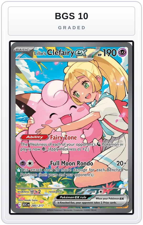 Graded - Lillie's Clefairy ex - 280/217 — BGS 10 graded overlay