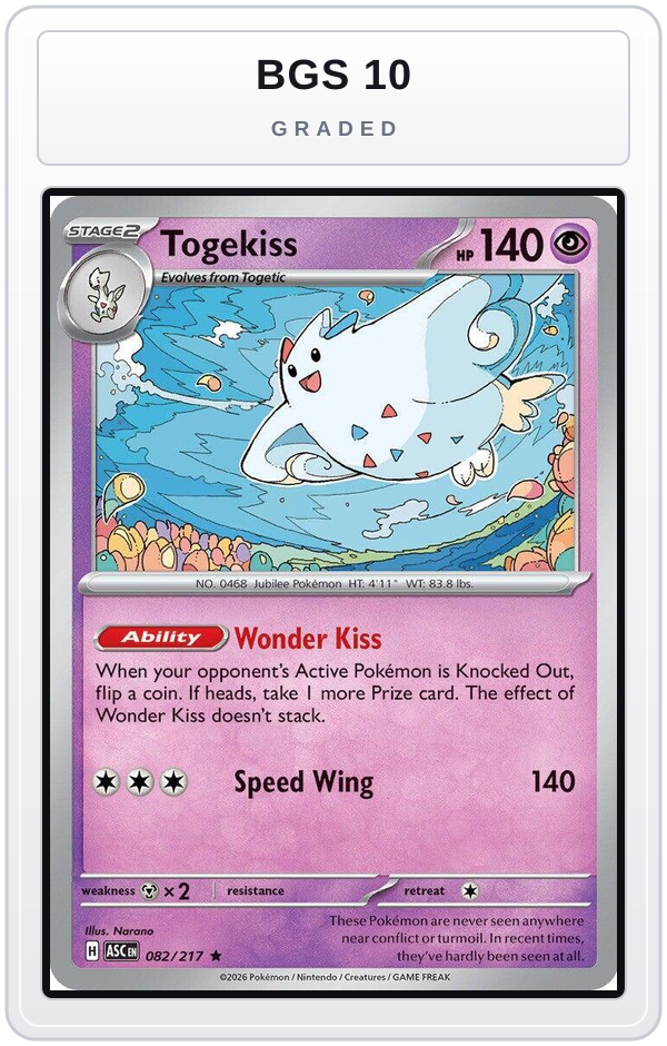 Graded - Togekiss - 082/217 — BGS 10 graded overlay