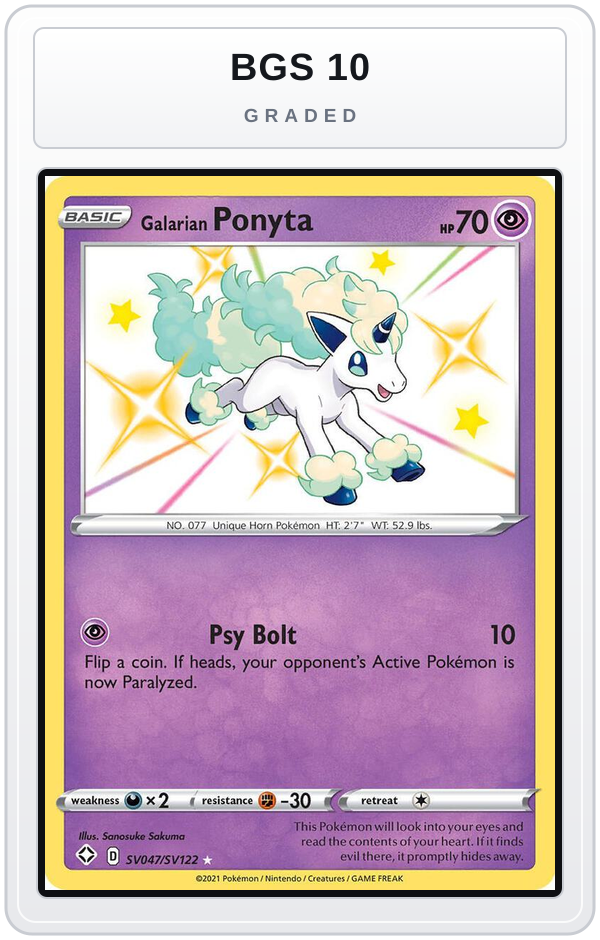 Graded - Galarian Ponyta — BGS 10 graded overlay