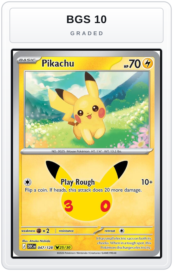Graded - Pikachu - 047/128 — BGS 10 graded overlay