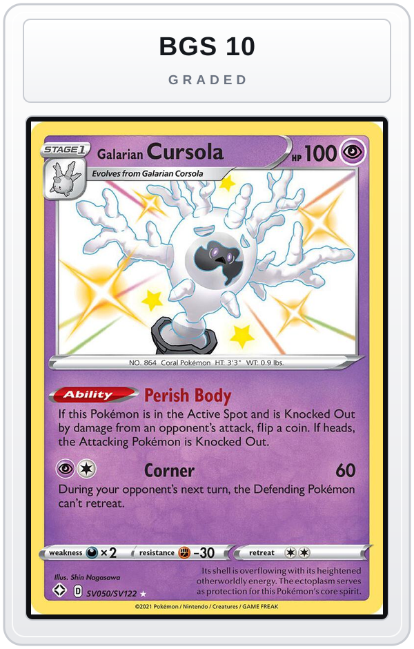 Graded - Galarian Cursola — BGS 10 graded overlay