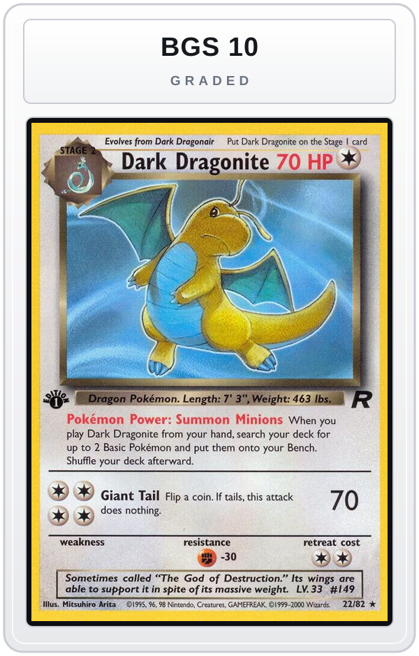 Graded - Dark Dragonite (22) — BGS 10 graded overlay