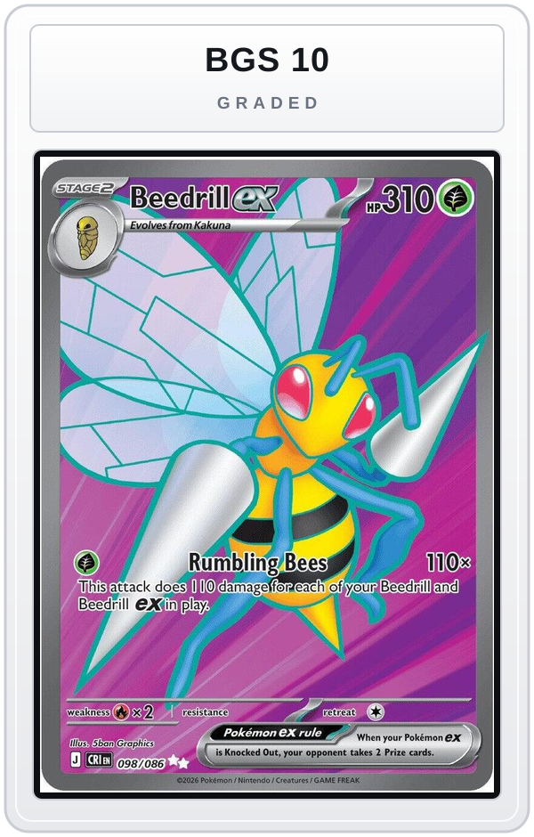 Graded - Beedrill ex - 098/086 — BGS 10 graded overlay