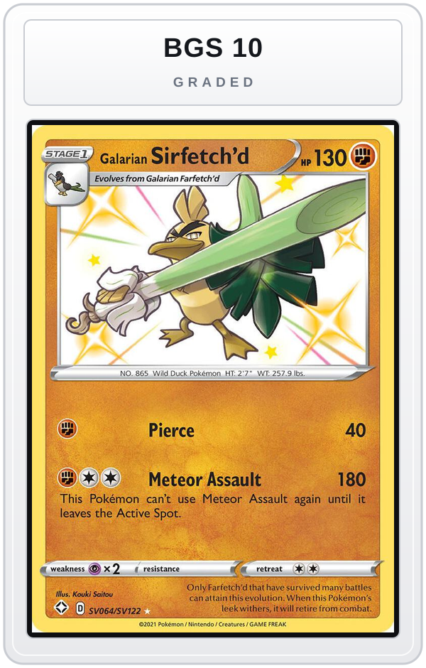 Graded - Galarian Sirfetch'd — BGS 10 graded overlay