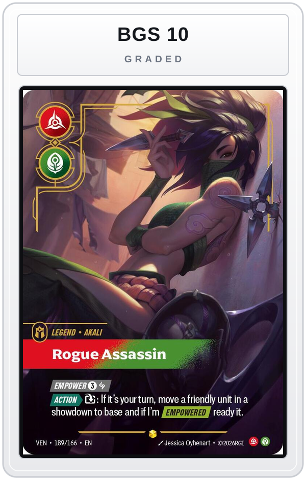 Graded - Akali - Rogue Assassin (Overnumbered) — BGS 10 graded overlay