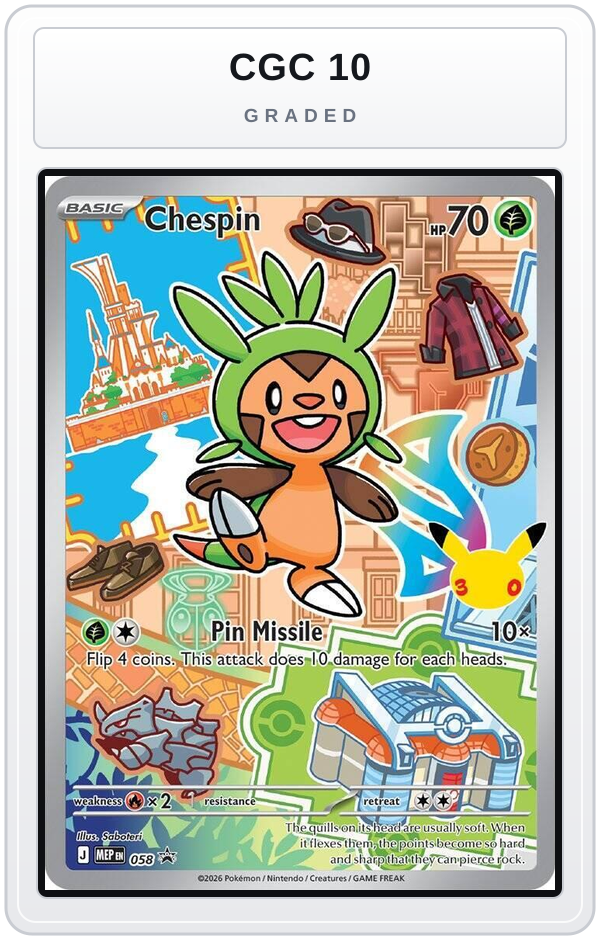 Graded - Chespin - 058 — CGC 10 graded overlay