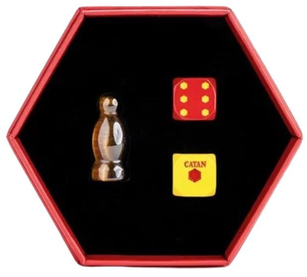 Catan - Premium Gemstone Robbers & Metal Dice Set: Tiger's Eye