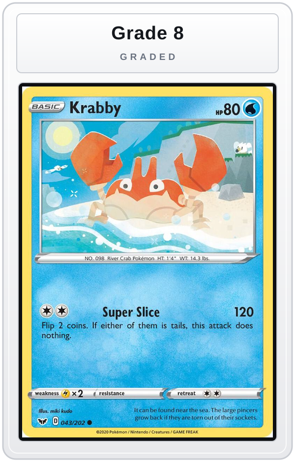Graded - Krabby (043) — Grade 8 graded overlay