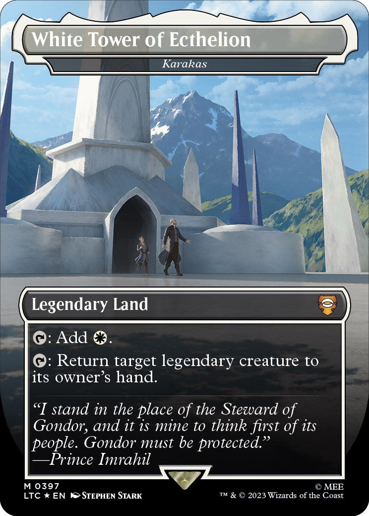 White Tower of Ecthelion - Karakas (Borderless) (Surge Foil Realms and Relics) [The Lord of the Rings: Tales of Middle-Earth Commander]