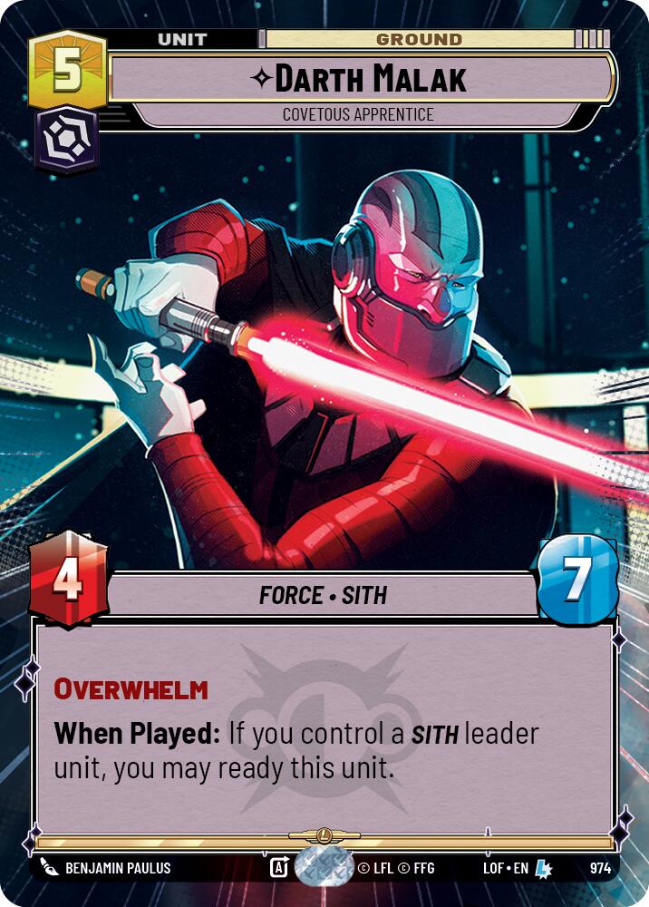Darth Malak - Covetous Apprentice (974) (Hyperspace Foil) (974) [Legends of the Force]