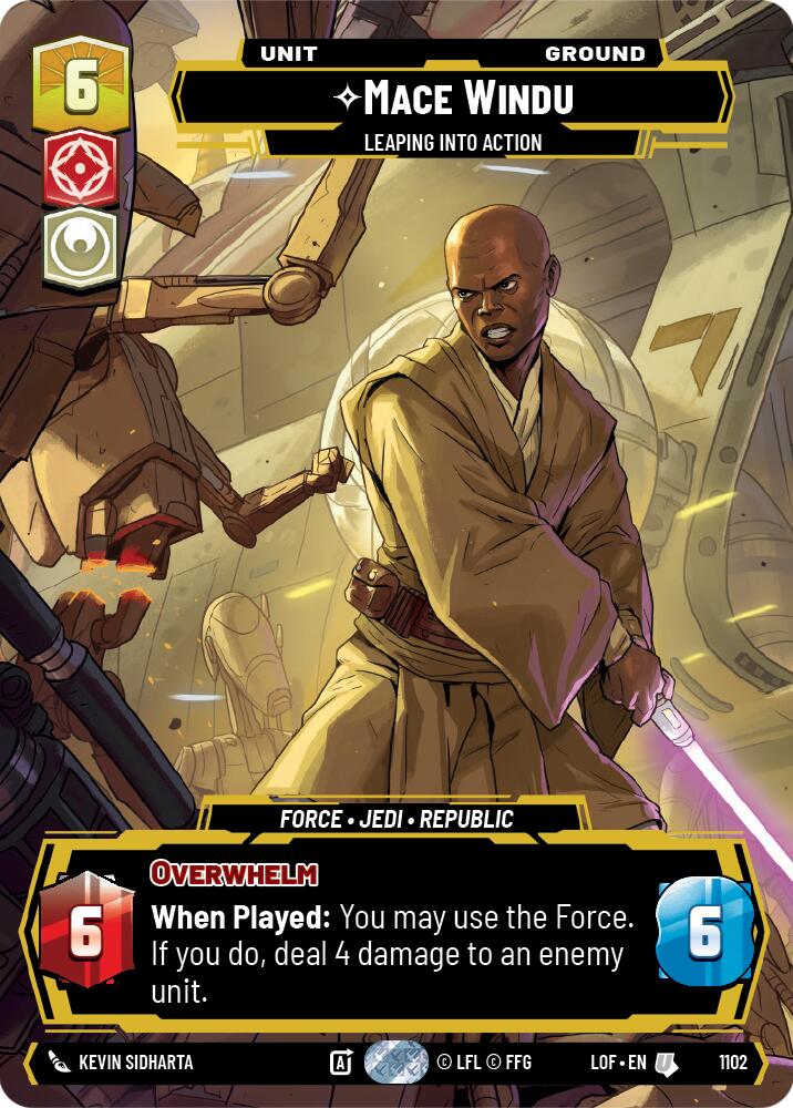 Mace Windu - Leaping into Action (1102) (Prestige Foil) (1102) [Legends of the Force]