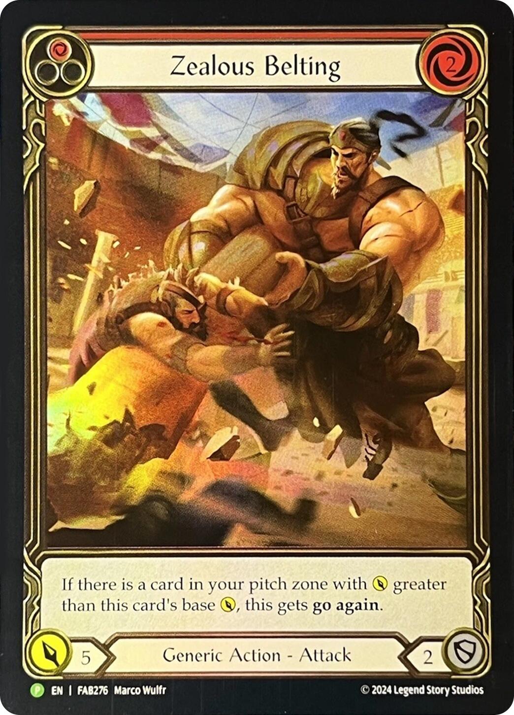 Zealous Belting (Extended Art) [FAB276] (Promo)  Rainbow Foil