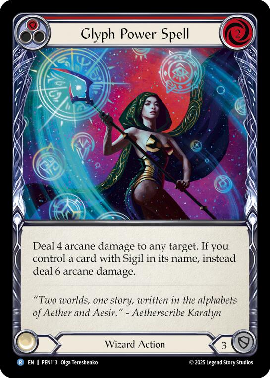 Glyph Power Spell (Red) (Rainbow Foil) [PEN113] (Compendium of Rathe)  Rainbow Foil