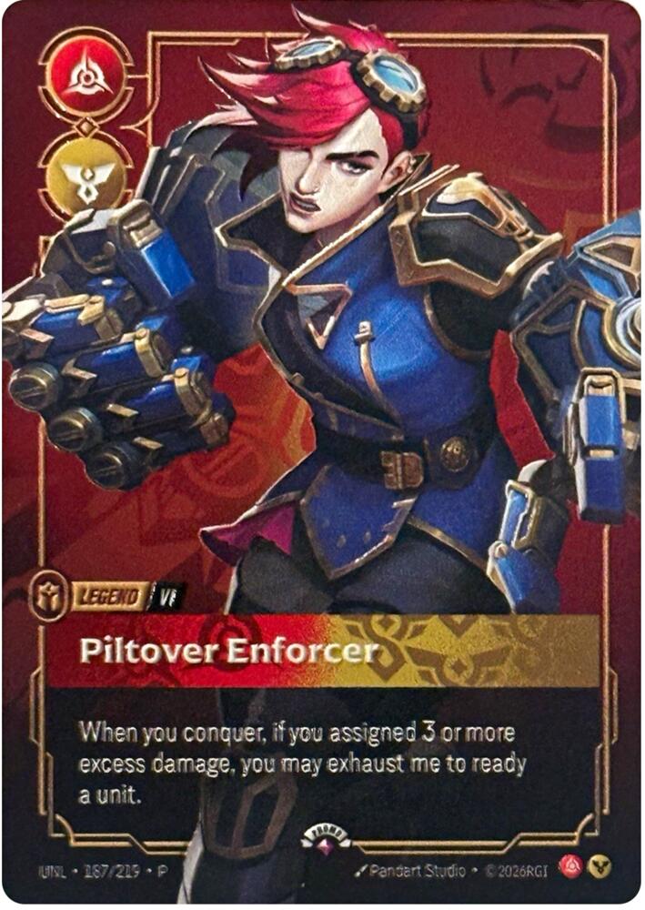 Vi - Piltover Enforcer (Metal) (Prize Wall) (187/219) [Riftbound Organized Play Promotional Cards]