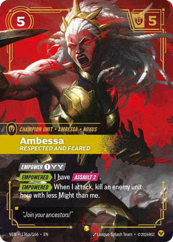Ambessa, Respected and Feared (Alternate Art) (136a/166) [Vendetta]