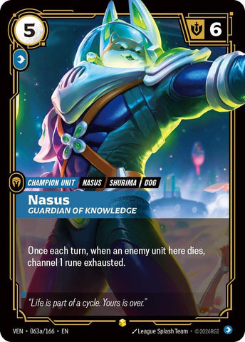 Nasus, Guardian of Knowledge (Alternate Art) (063a/166) [Vendetta]