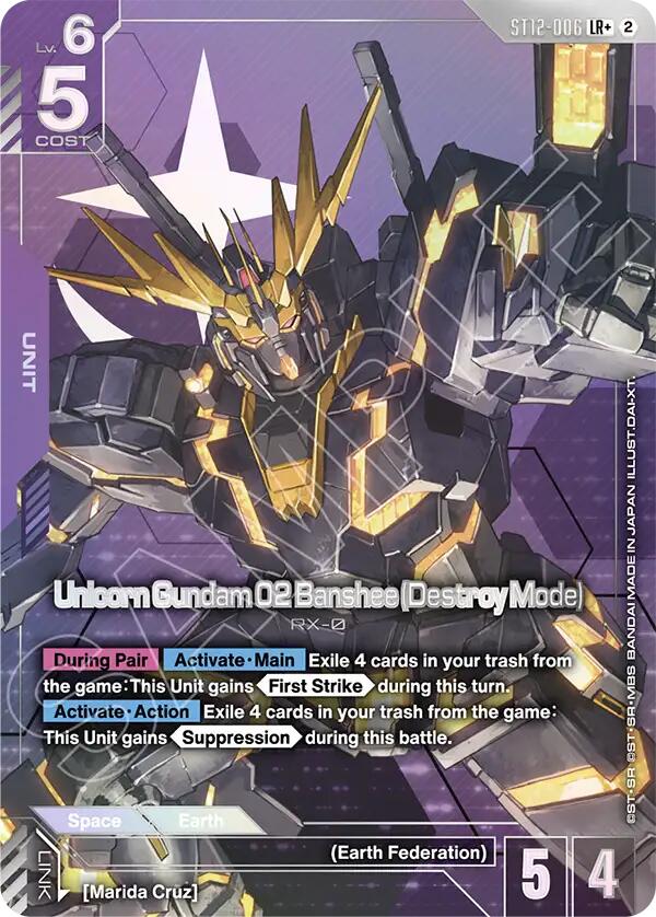 Unicorn Gundam 02 Banshee (Destroy Mode) (LR+) (ST12-006) [Starter Deck 12: Raging Onslaught]