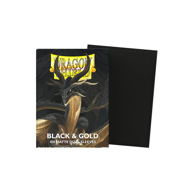 Dragon Shield: Standard 100ct Sleeves - Black & Gold (Dual Matte)