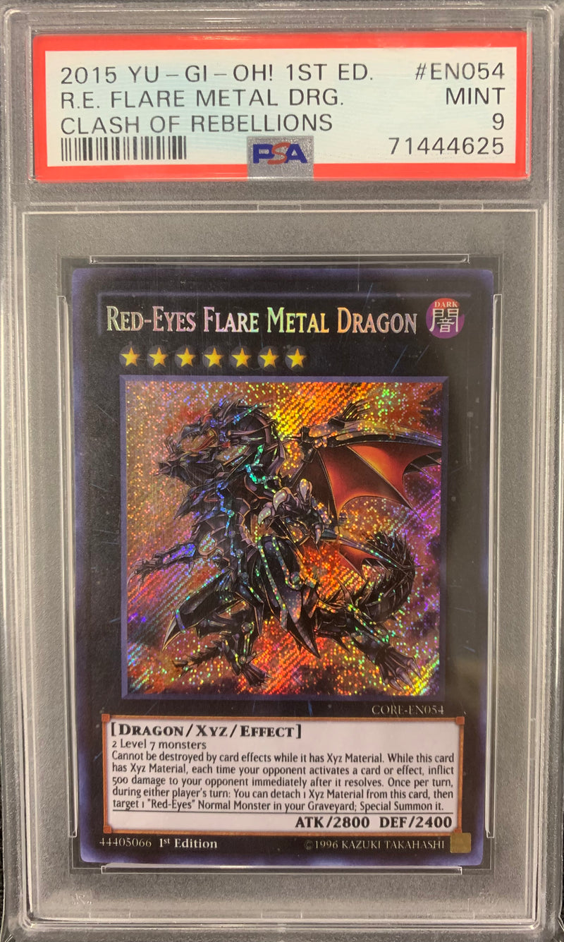 Red-Eyes Flare Metal Dragon (CORE-EN054) Secret Rare 1st edition - PSA 9