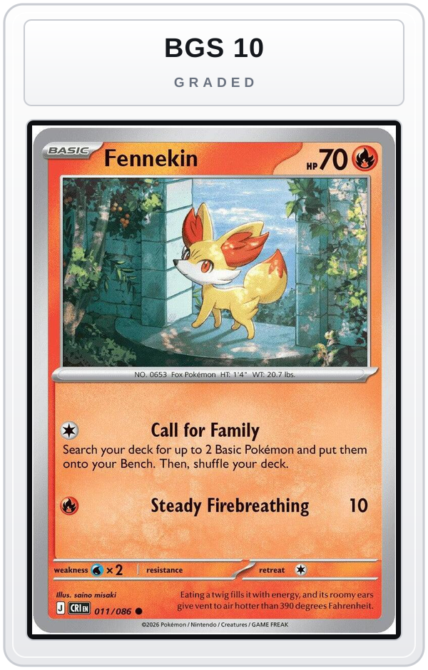 Graded - Fennekin — BGS 10 graded overlay