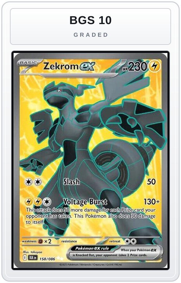 Graded - Zekrom ex - 158/086 — BGS 10 graded overlay