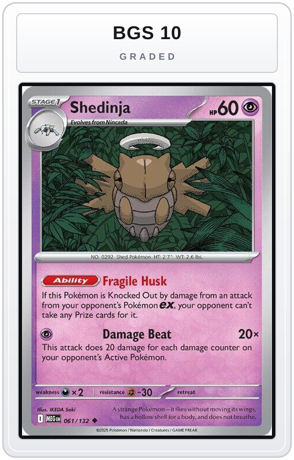 Graded - Shedinja - 061/132 — BGS 10 graded overlay