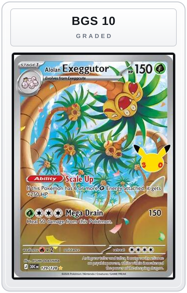 Graded - Alolan Exeggutor - 129/128 — BGS 10 graded overlay