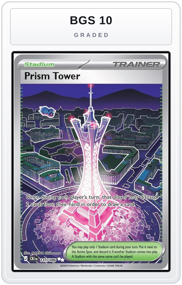 Graded - Prism Tower - 111/086 — BGS 10 graded overlay