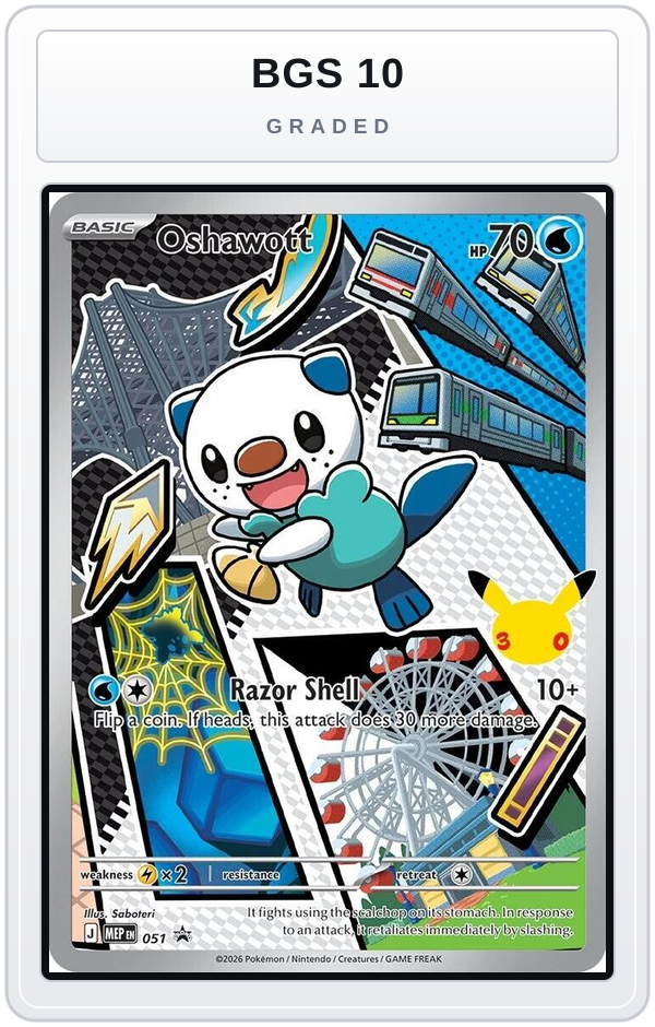 Graded - Oshawott - 051 — BGS 10 graded overlay