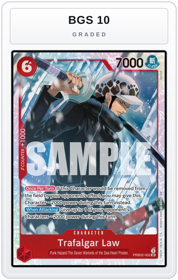 Graded - Trafalgar Law - PRB02-002 — BGS 10 graded overlay