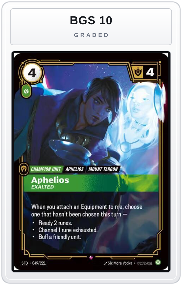 Graded - Aphelios - Exalted — BGS 10 graded overlay