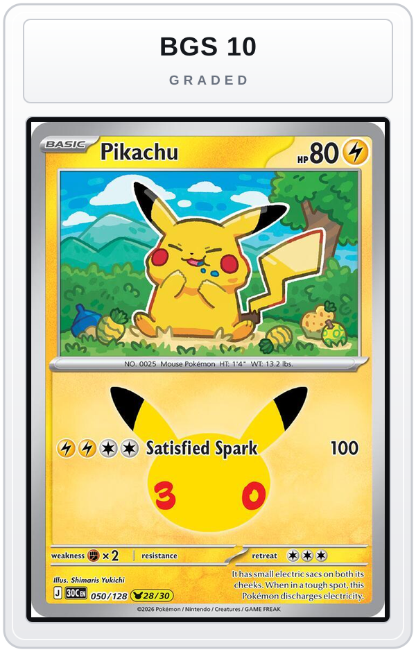 Graded - Pikachu - 050/128 — BGS 10 graded overlay