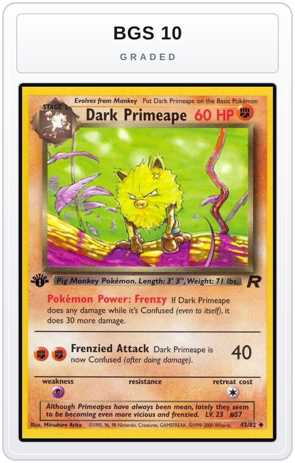 Graded - Dark Primeape — BGS 10 graded overlay
