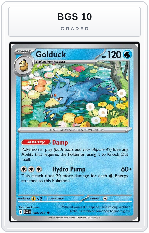 Graded - Golduck — BGS 10 graded overlay