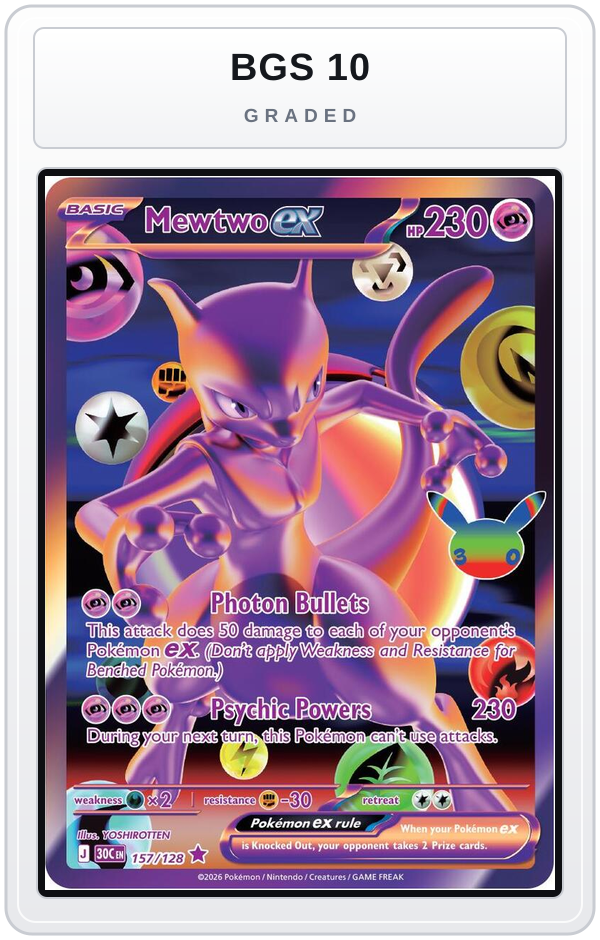 Graded - Mewtwo ex — BGS 10 graded overlay