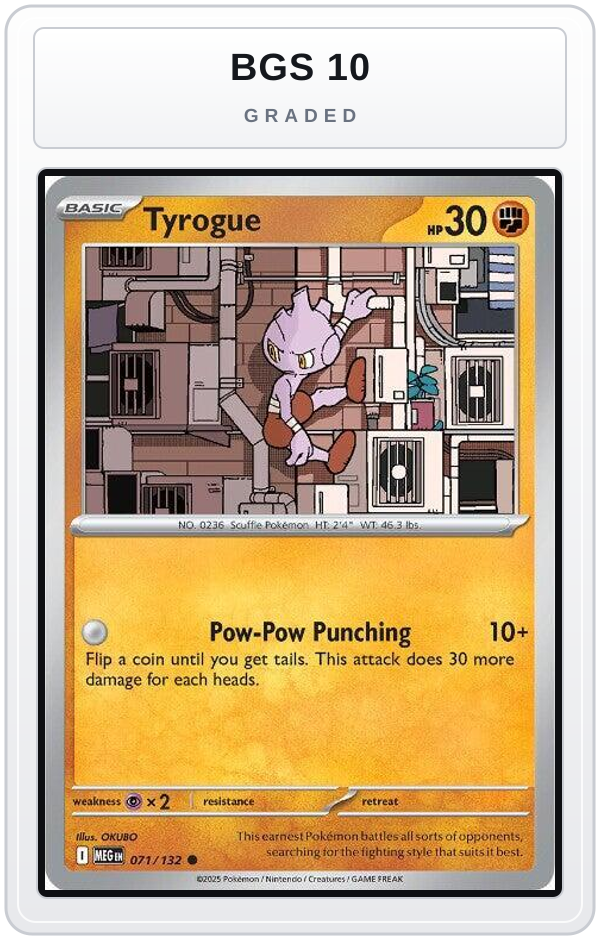 Graded - Tyrogue — BGS 10 graded overlay