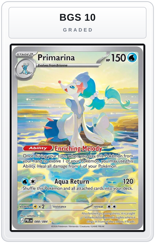 Graded - Primarina - 088/084 — BGS 10 graded overlay