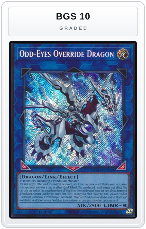 Graded - Odd-Eyes Override Dragon (Secret Rare) — BGS 10 graded overlay