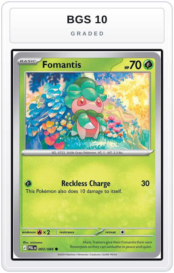 Graded - Fomantis - 003/084 — BGS 10 graded overlay