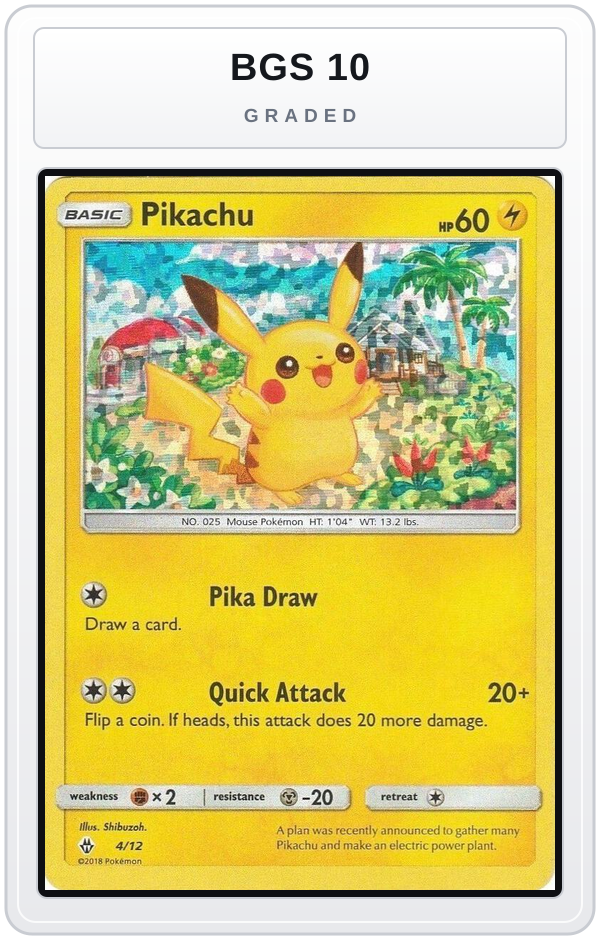 Graded - Pikachu - 4/12 — BGS 10 graded overlay