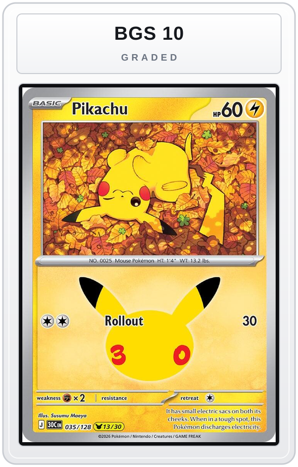 Graded - Pikachu - 035/128 — BGS 10 graded overlay