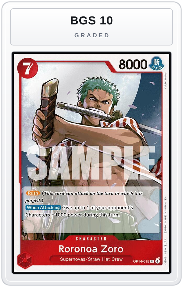 Graded - Roronoa Zoro - OP14-015 — BGS 10 graded overlay