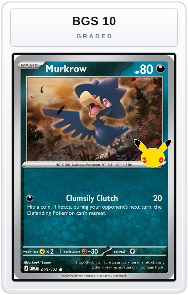Graded - Murkrow — BGS 10 graded overlay