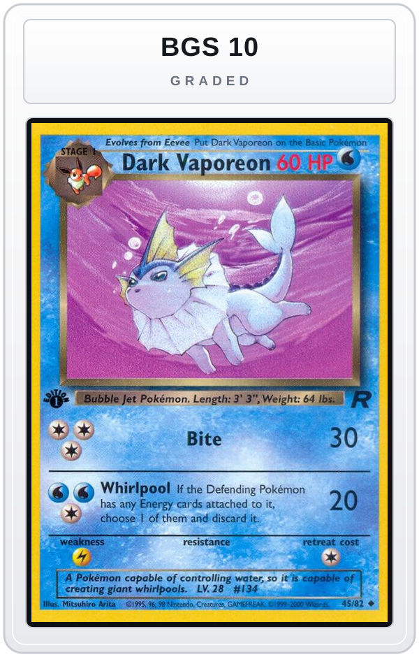 Graded - Dark Vaporeon — BGS 10 graded overlay