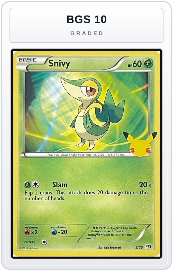 Graded - Snivy - 5/25 — BGS 10 graded overlay