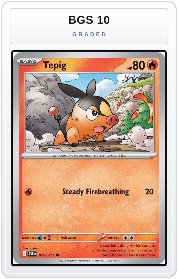 Graded - Tepig — BGS 10 graded overlay