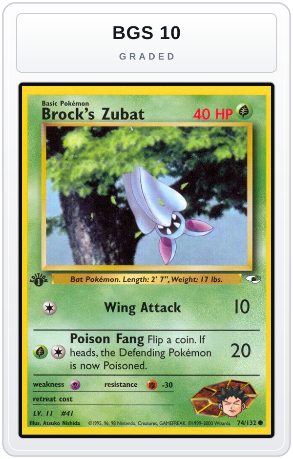 Graded - Brock's Zubat (74) — BGS 10 graded overlay