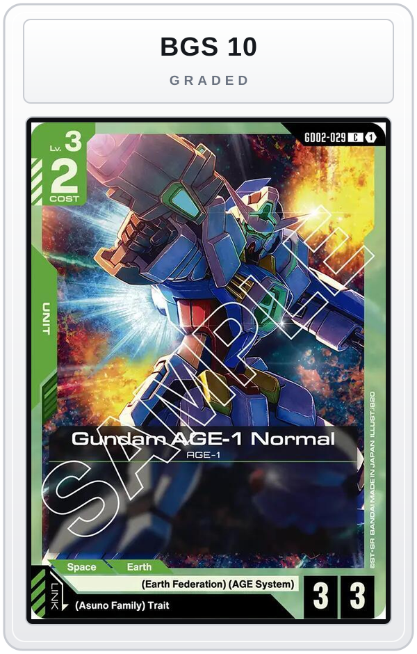 Graded - Gundam AGE-1 Normal (GD02-029) — BGS 10 graded overlay