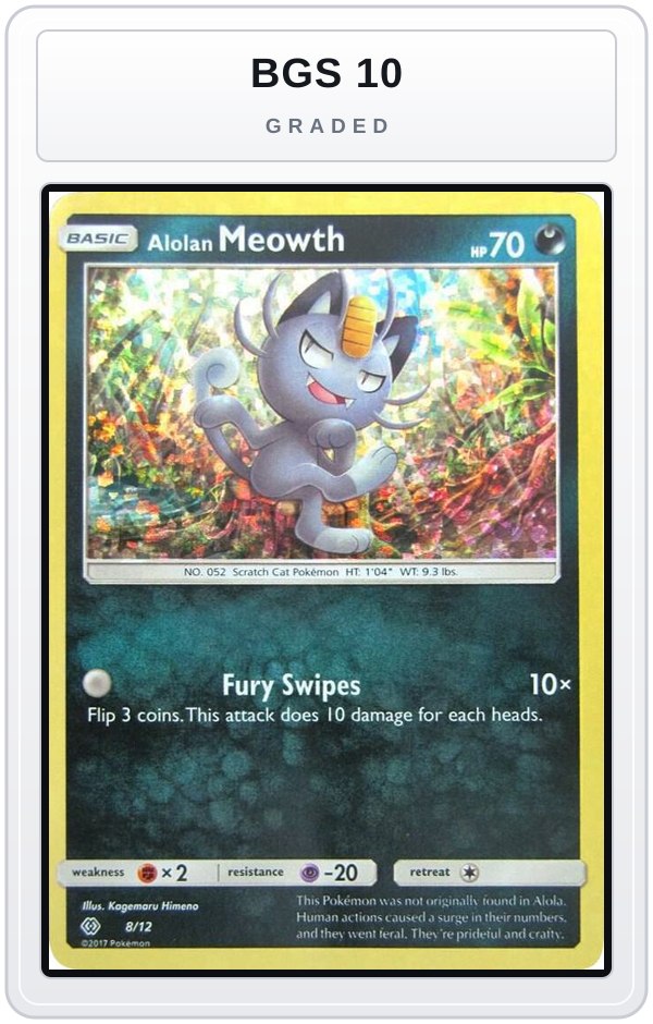 Graded - Alolan Meowth - 8/12 — BGS 10 graded overlay