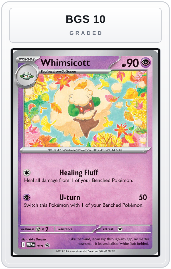 Graded - Whimsicott (Cosmos Holo) — BGS 10 graded overlay